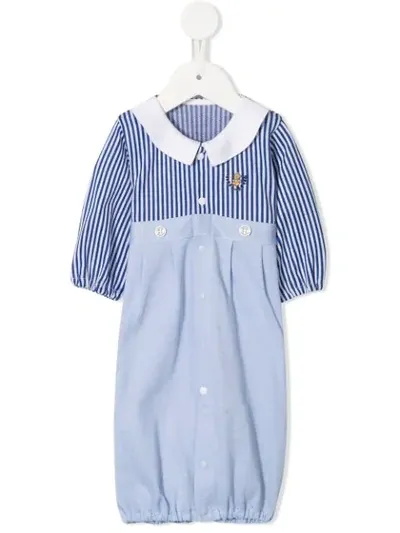 Familiar Babies' Stripe Panelled Romper In Blue