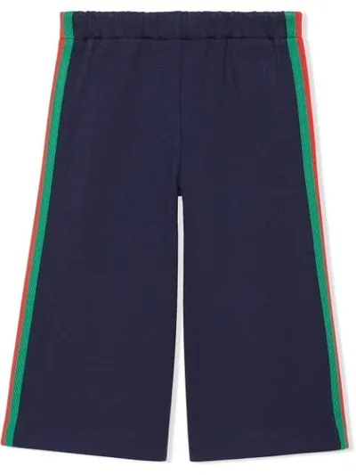 Gucci Kids' Web Straight-leg Jogging Pants In Blue