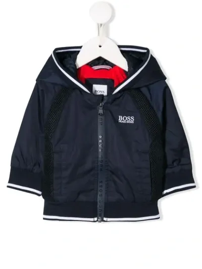 Hugo Boss Babies' Hooded Rain Jacket In Blue