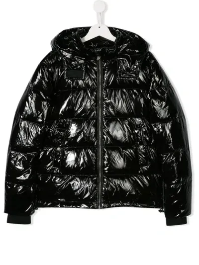 John Richmond Junior Teen Zipped Padded Jacket In Black