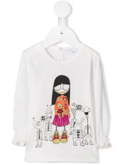 Little Marc Jacobs Babies' T-shirt Mit Cartoon-print In White