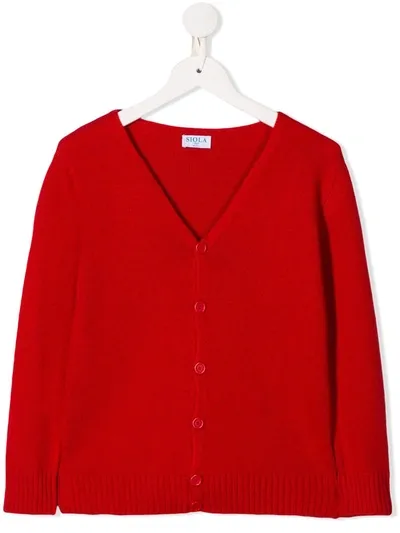 Siola Kids' V-neck Cardigan In Red