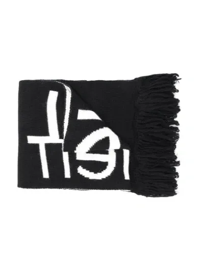 Neil Barrett Kids' Logo Intarsia Scarf In Black