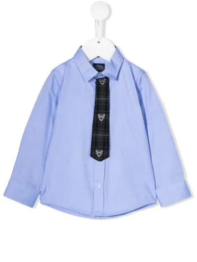 Lapin House Babies' Stripe Appliqué Shirt In Blue