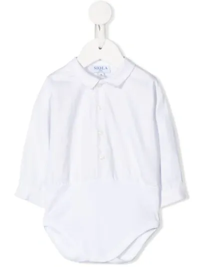 Siola Babies' Button Front Shirt Romper In White