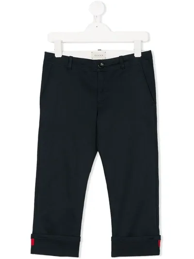 Gucci Kids' Gg Web Tailored Trousers In Blue