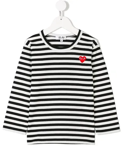 Comme Des Garçons Kids' Heart Breton Top In Black