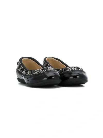 Ermanno Scervino Junior Kids' Studded Ballerina Flats In Black