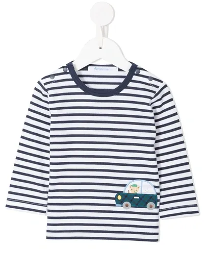 Familiar Babies' Car Striped T-shirt In White