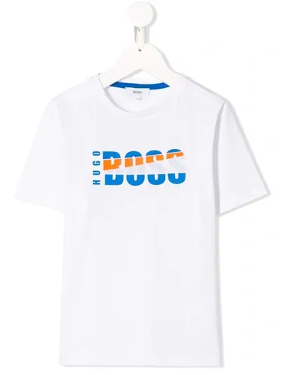 Hugo Boss Kids' Logo Printed T-shirt In White