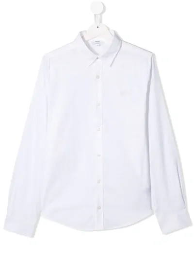 Hugo Boss Kids' Classic Collar Shirt In White