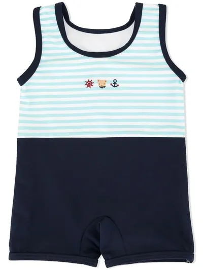 Familiar Babies' Striped Top Shorties In Blue