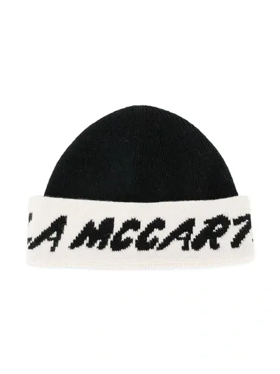 Stella Mccartney Kids' Logo Knit Beanie In Black