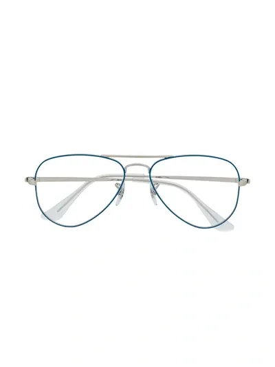 Ray-ban Junior Kids' Aviator Frame Glasses In Blue