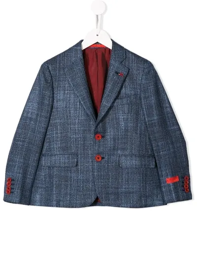 Isaia Kids' Chambray Blazer In Blue