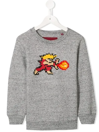 Mostly Heard Rarely Seen 8-bit Kids' Tiny Red Warrior Sweatshirt In Grey