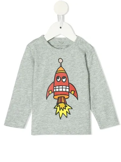 Stella Mccartney Babies' Rocket Print T-shirt In Grey