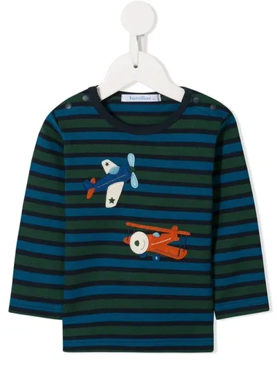 Familiar Babies' Striped Long-sleeved T-shirt In Blue