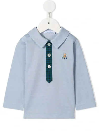 Familiar Babies' Long-sleeved Polo Shirt In Blue