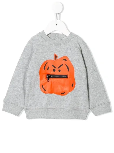 Stella Mccartney Babies' Angry Pumpkin Print Sweatshirt In Grey