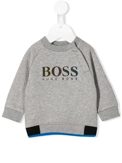 Hugo Boss Kids' Logo Print Sweatshirt In Grey