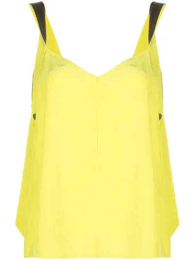 Rag & Bone Colette Twist Strap Colorblock Silk Camisole In Lime Green