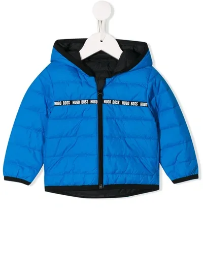 Hugo Boss Babies' Logo Print Padded Jacket In Blue ,black