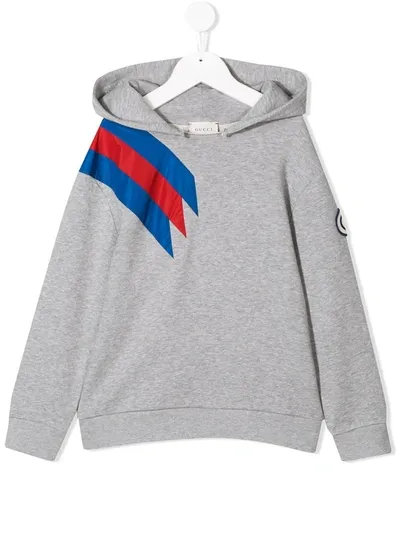 Gucci Kids' Hooded Sweatshirt With Brand Patch In Grey