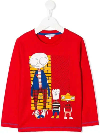 Little Marc Jacobs Kids' Cartoon Print Sweater In Red