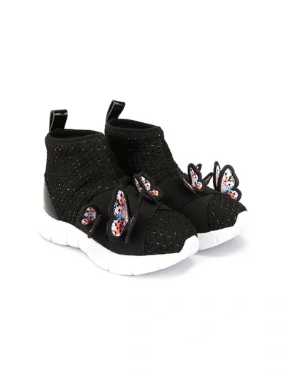 Sophia Webster Mini Kids' Butterfly Hi-top Sneakers In Black