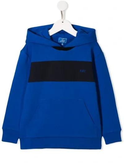 Fay Kids' Kapuzenpullover Mit Logo In Blue