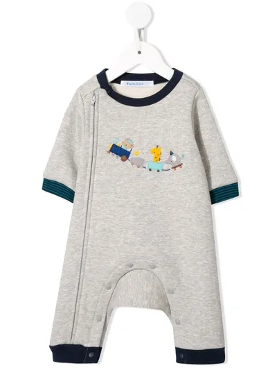 Familiar Babies' Embroidered Romper Suit In Grey