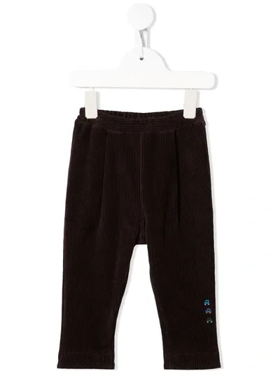 Familiar Babies' Embroidered Corduroy Chinos In Brown