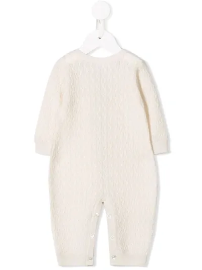 Cashmirino Babies' Cable Knit Romper In Neutrals