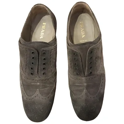 Pre-owned Prada Lace Ups In Grey