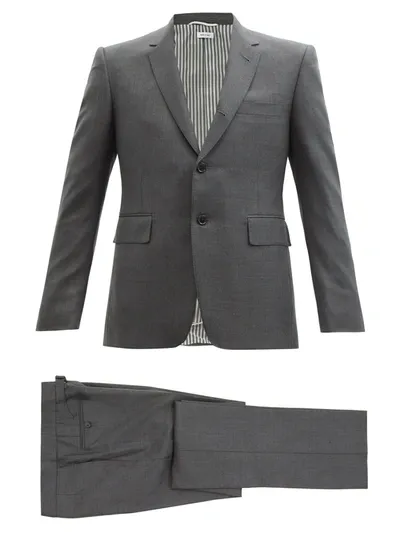 Thom Browne Single-breasted Wool-twill Suit And Tie In Grey