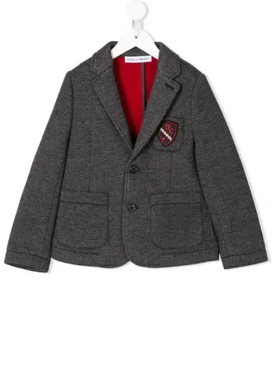 Dolce & Gabbana Kids' Sakko Mit Fischgrätenmuster In Grey