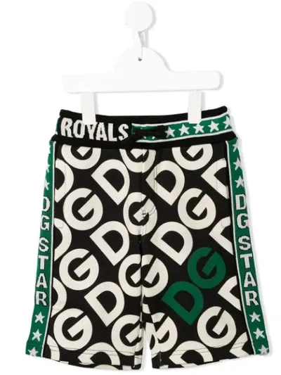 Dolce & Gabbana Kids' Drawstring Logo-print Track Shorts In Multicolour