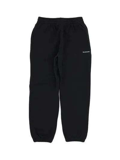 Balenciaga Kids' Boy Cotton Black Jogger Pants With Logo