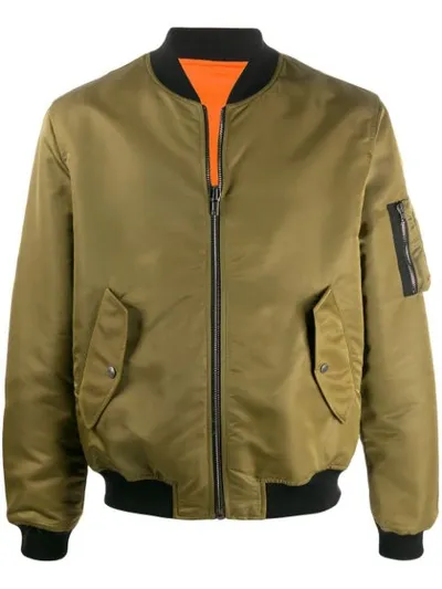 Moschino Pumpkin Face Reversible Bomber Jacket In Green