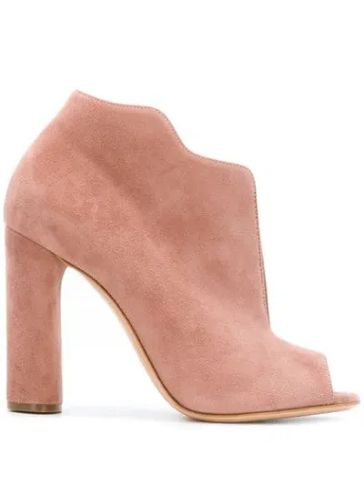 Casadei Wavy Trim Booties In Pink