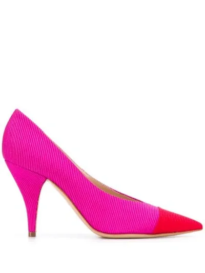 Casadei Ribbed Two-tone Pumps In Pink