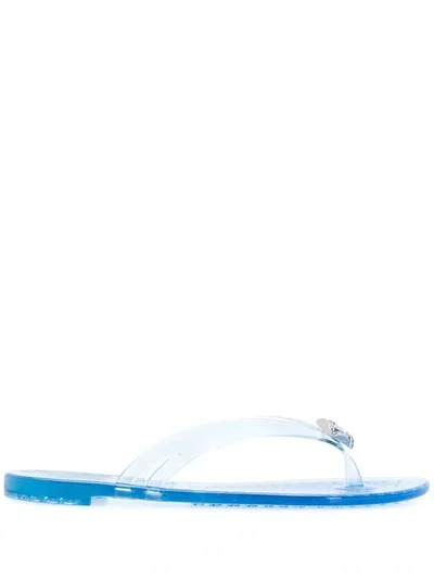 Casadei Embellished Jelly Flip Flops In Blue