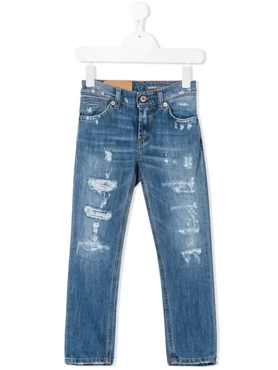 Dondup Kids' Distressed Slim-fit Jeans In Blue