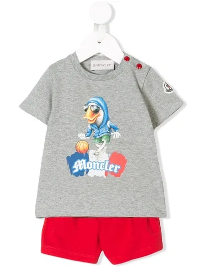 Moncler Kids' Basketball Print Short Set In Grey