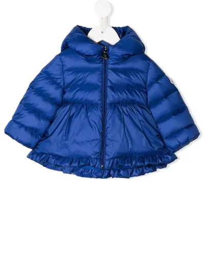 Moncler Babies' Padded Frill Flared Jacket In Blu