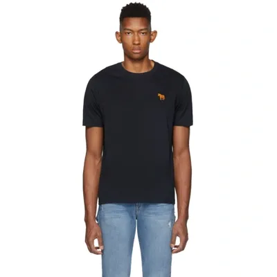 Ps By Paul Smith Zebra Embroidered T-shirt In Blue In Black