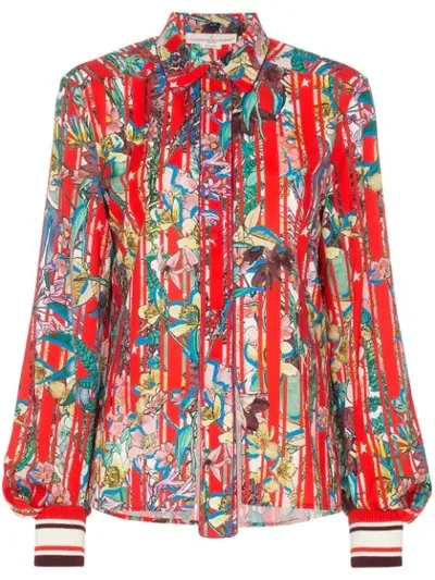 Golden Goose Isako Shirt In Red With Floral Print In Multicolour