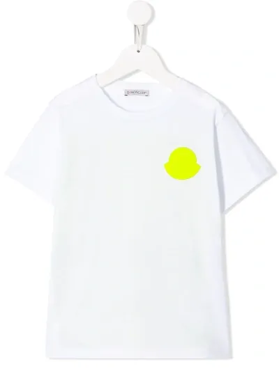 Moncler Kids' Colour-block Logo Top In Bianco