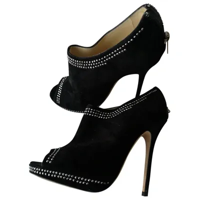 Pre-owned Jimmy Choo Open Toe Boots In Black